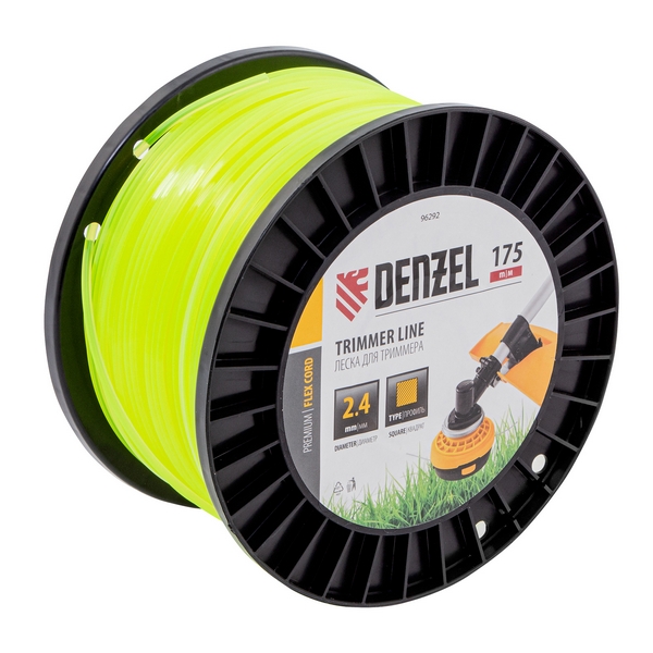 Леска для садовых триммеров Denzel FLEX CORD 96292 (2,4 мм, 175 м, квадрат)