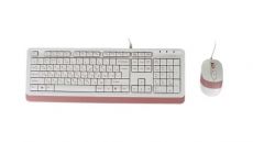 Мышь+Клавиатура A4Tech Клавиатура + мышь  Fstyler F1010 белый/розовый